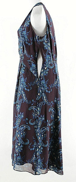CAbi NEW $129 Sz 8 Purple Blue Teal Multi 100% Polyester Faux Wrap Dress