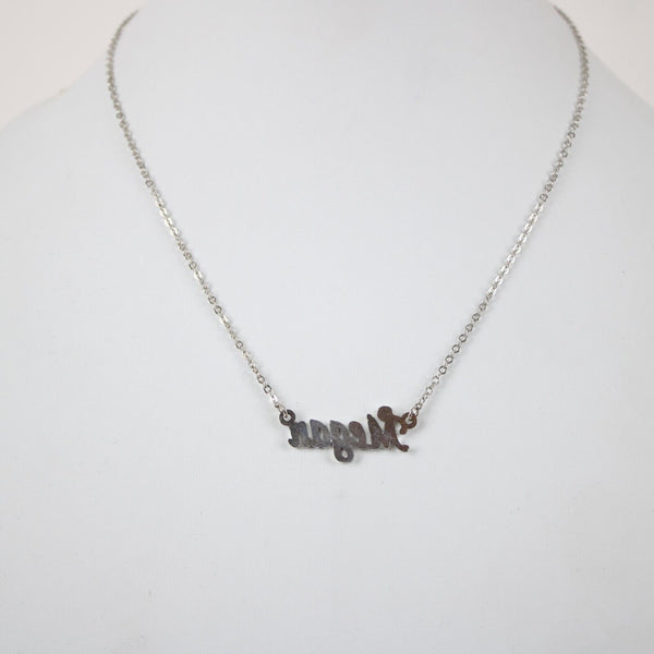 MEGAN NEW Name Silvertone Rhinestone 14.5" w 4.5" Multi Ring Extender Necklace