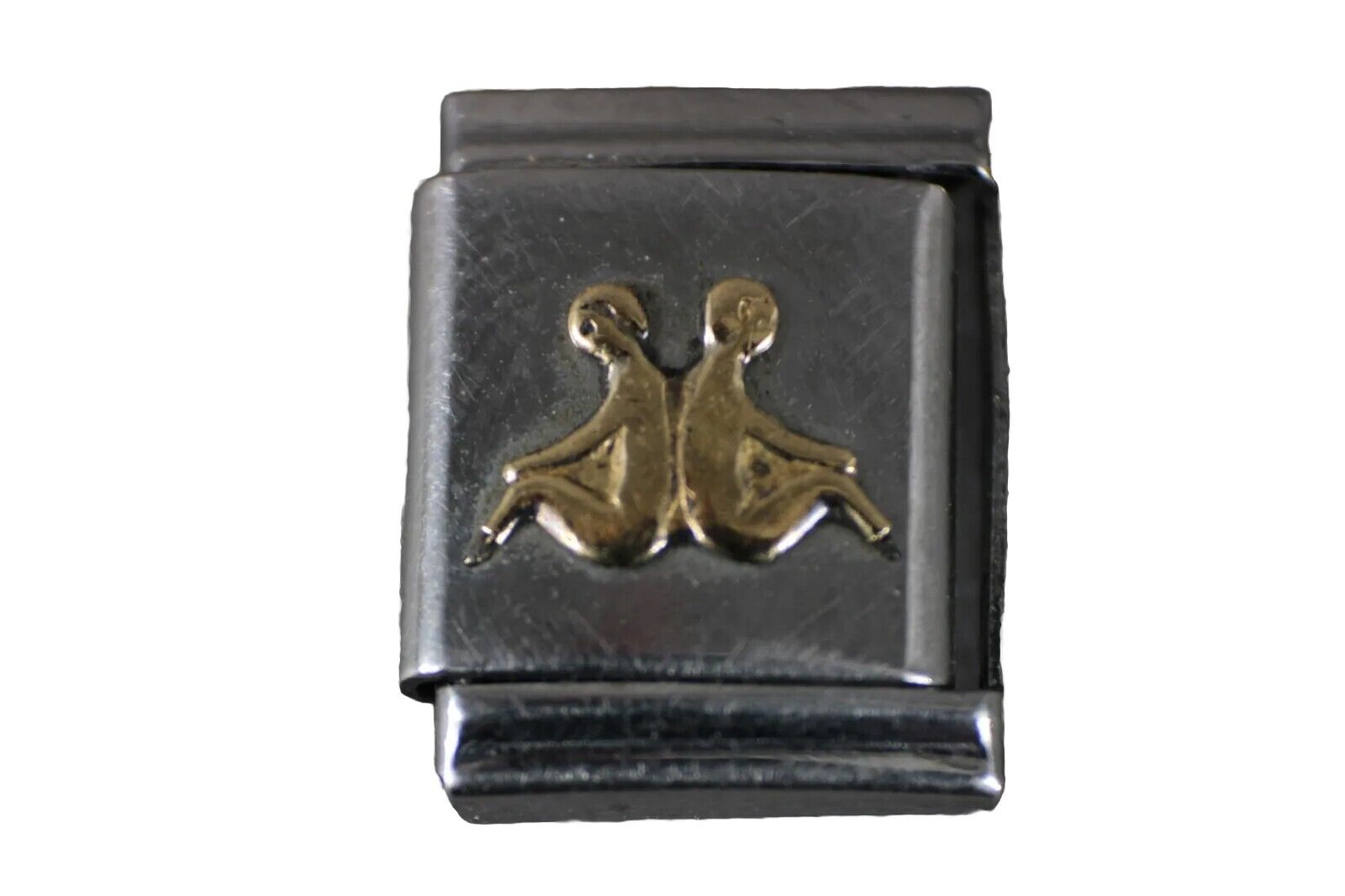 Puzzle Collection "People" Stainless Gold Elastic Stretch Chain Link Charm