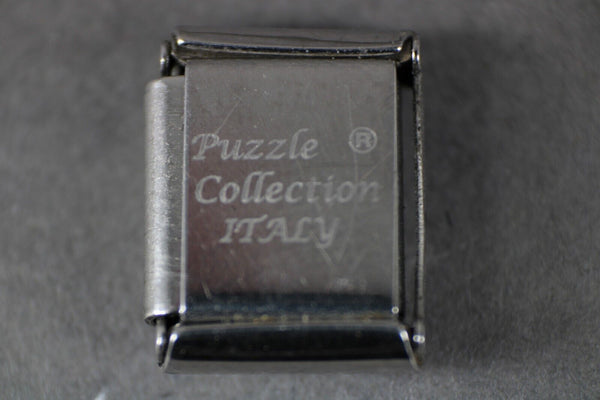 Puzzle Collection "People" Stainless Gold Elastic Stretch Chain Link Charm