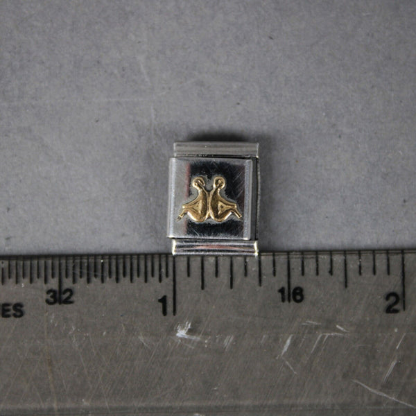 Puzzle Collection "People" Stainless Gold Elastic Stretch Chain Link Charm