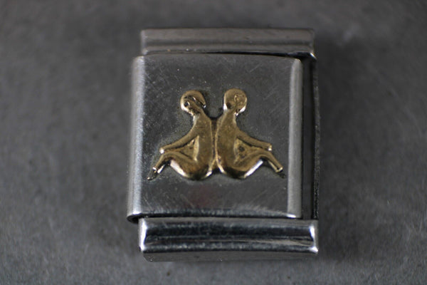 Puzzle Collection "People" Stainless Gold Elastic Stretch Chain Link Charm