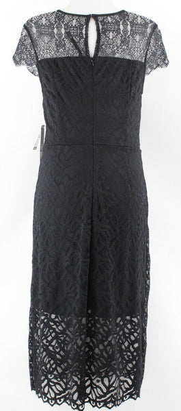 Kensie NEW $99 Sz M Black on Black Lace Overlay Nylon Spandex Poly Dress