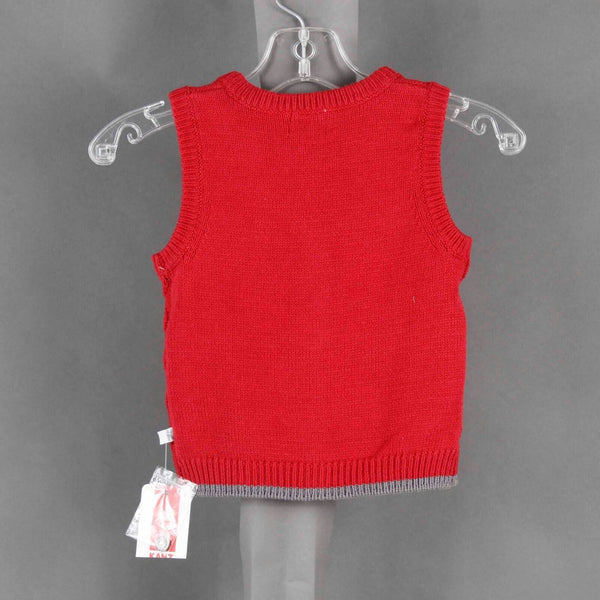 Kanz NEW Sz 9 Mo Red Gray Colorblock V Neck Button Up Cotton Blend Knit Vest