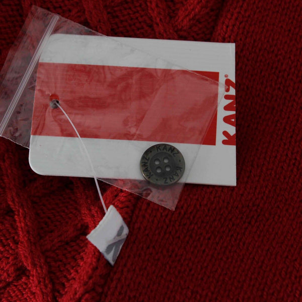 Kanz NEW Sz 9 Mo Red Gray Colorblock V Neck Button Up Cotton Blend Knit Vest