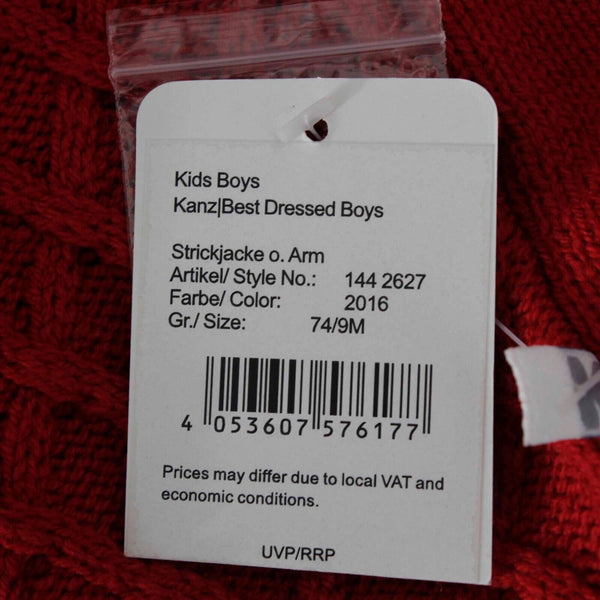 Kanz NEW Sz 9 Mo Red Gray Colorblock V Neck Button Up Cotton Blend Knit Vest