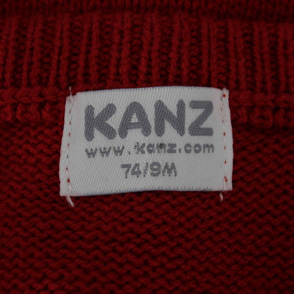 Kanz NEW Sz 9 Mo Red Gray Colorblock V Neck Button Up Cotton Blend Knit Vest