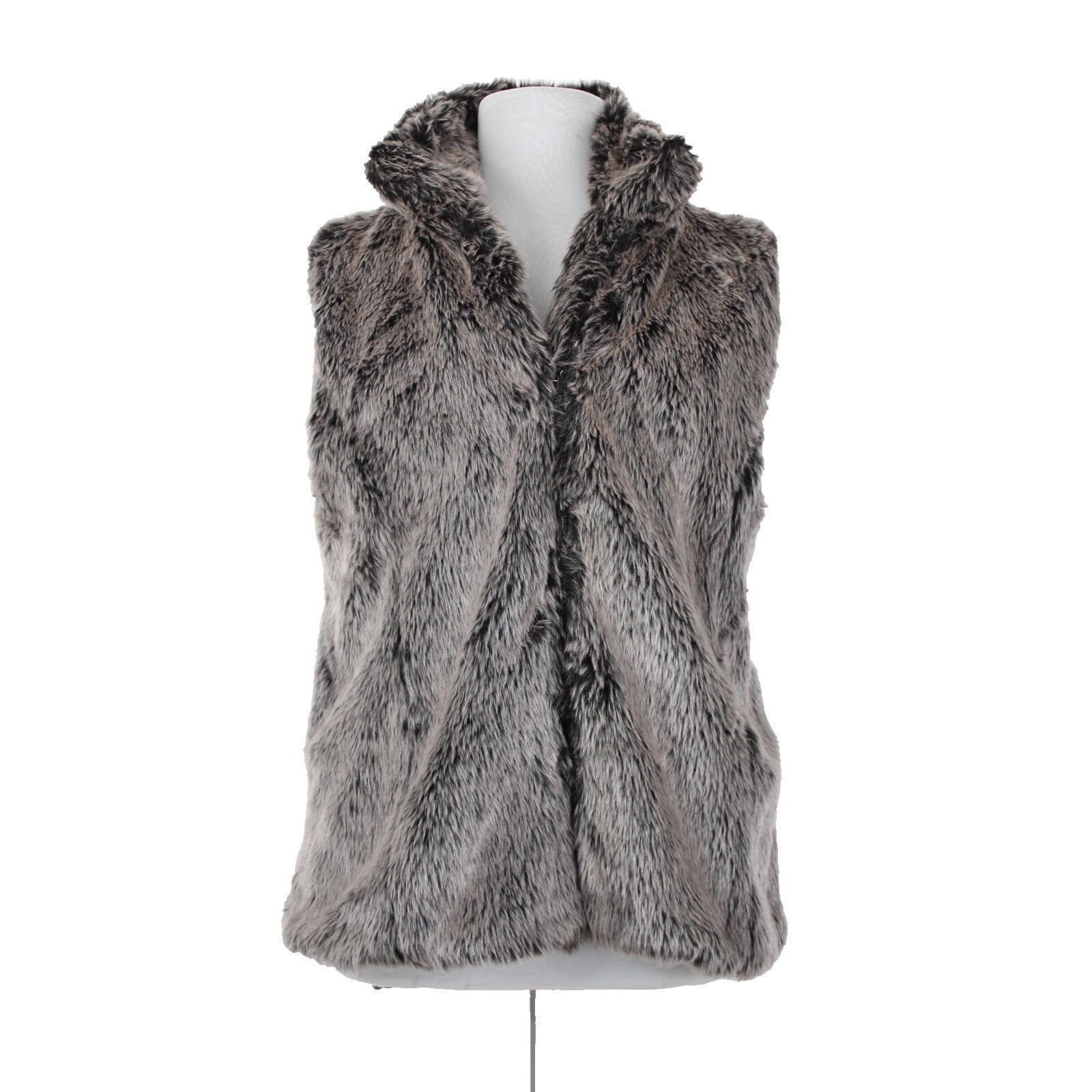 26 International Ashley NEW Sz 3X Gray Black Faux Fur Collared Polyester Vest