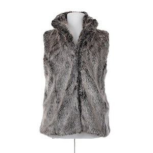 26 International Ashley NEW Sz 3X Gray Black Faux Fur Collared Polyester Vest