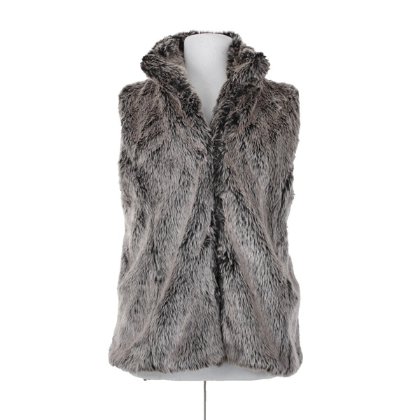 26 International Ashley NEW Sz 3X Gray Black Faux Fur Collared Polyester Vest