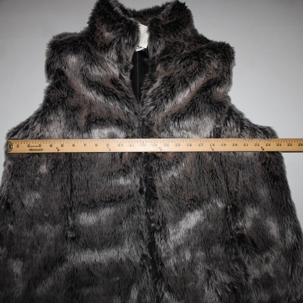 26 International Ashley NEW Sz 3X Gray Black Faux Fur Collared Polyester Vest