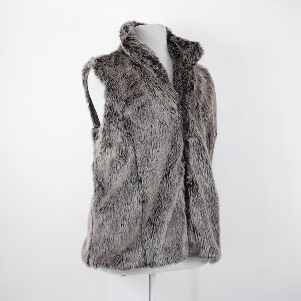 26 International Ashley NEW Sz 3X Gray Black Faux Fur Collared Polyester Vest