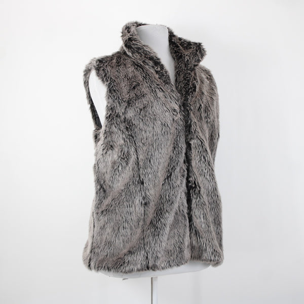 26 International Ashley NEW Sz 3X Gray Black Faux Fur Collared Polyester Vest