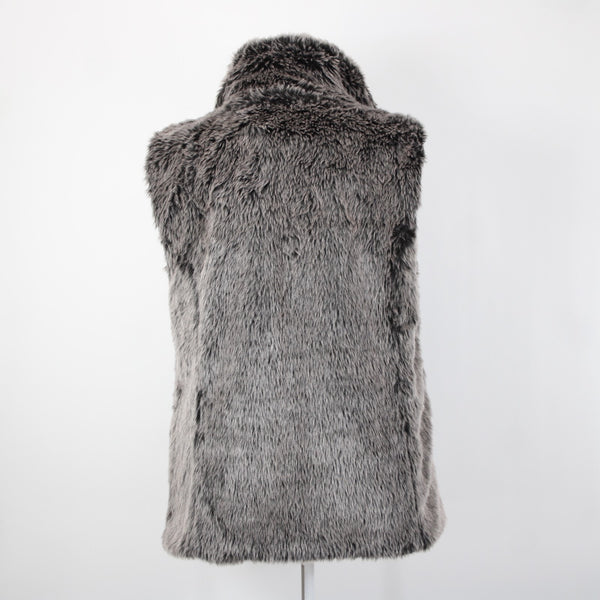 26 International Ashley NEW Sz 3X Gray Black Faux Fur Collared Polyester Vest