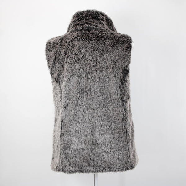26 International Ashley NEW Sz 3X Gray Black Faux Fur Collared Polyester Vest