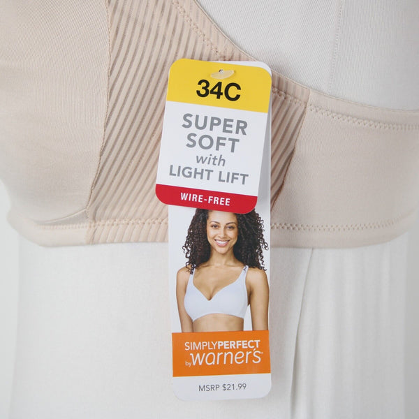 Warners NEW $22 Sz 34C Beige Wire Free Light Lift Ultimate Comfort Polyester Bra