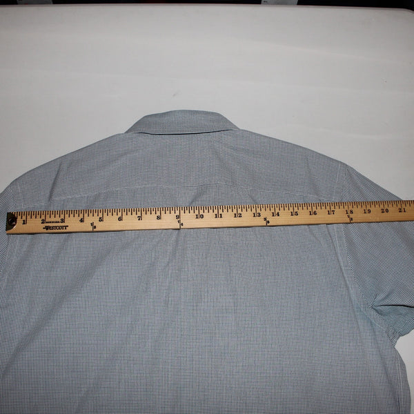 Burberry Shirt Sz 16.5 Navy Blue White Collared Button Down 100% Cotton Shirt