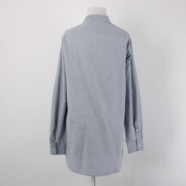 Burberry Shirt Sz 16.5 Navy Blue White Collared Button Down 100% Cotton Shirt