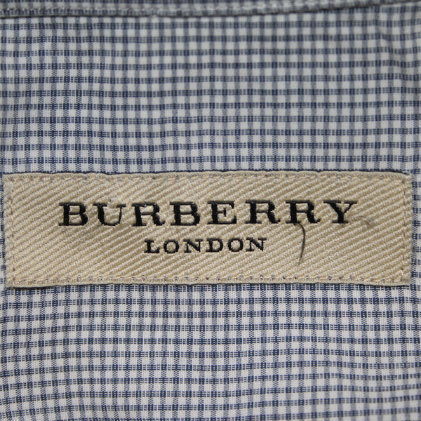 Burberry Shirt Sz 16.5 Navy Blue White Collared Button Down 100% Cotton Shirt