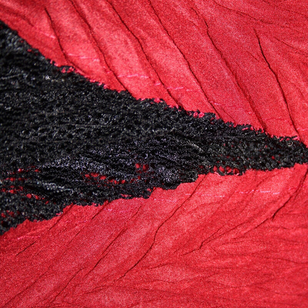 Komarov Sz S? Red Black Ruffle Lace Godet Inset Elastic Waist Skirt