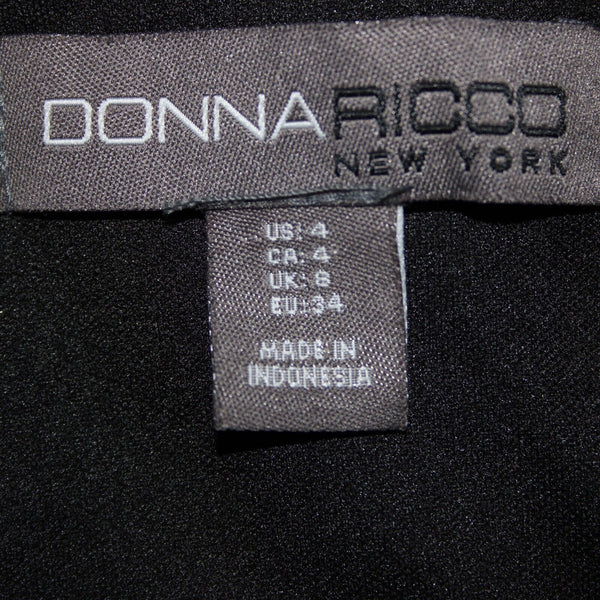 Donna Ricco Sz 4 Black Lined 3/4 Sleeve Polyester Spandex Dress