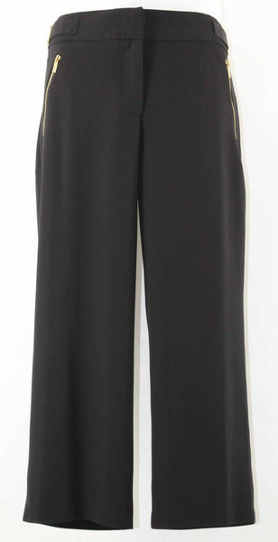 Calvin Klein 4 x 23" Black Gold Faux Zipper Pocket Crop Poly Spandex Pant