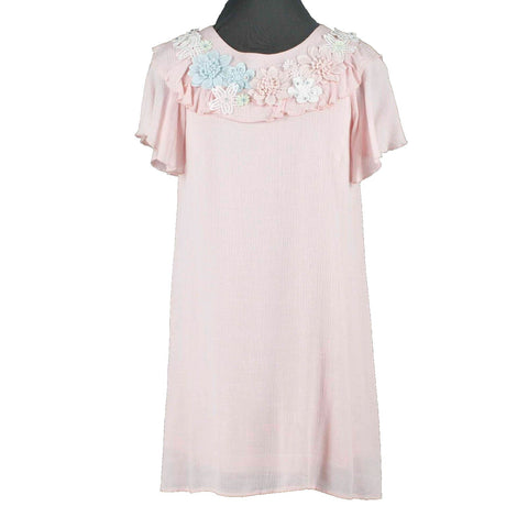 Hannah Banana Sz 14 Girls Pink Blue White Rhinestone Lined 100% Poly Rayon Dress