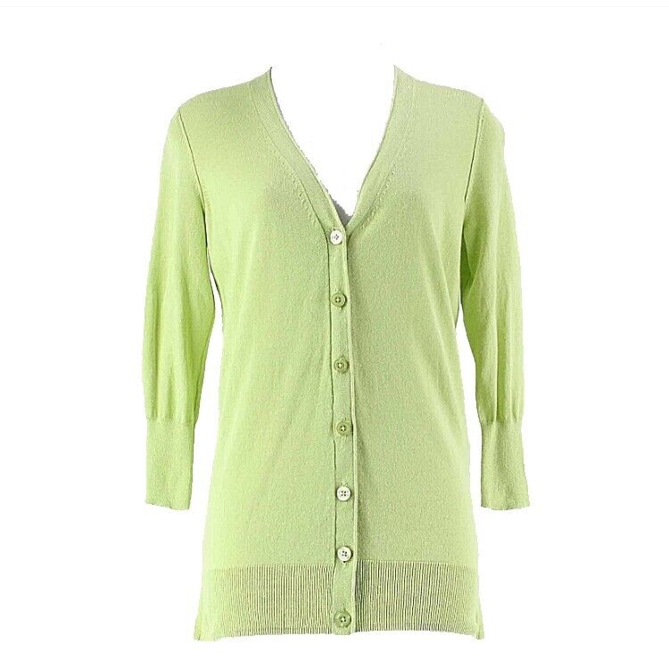 Only Mine NEW $40 Sz S Light Green Vent Hem V Neck Cotton Knit Cardigan