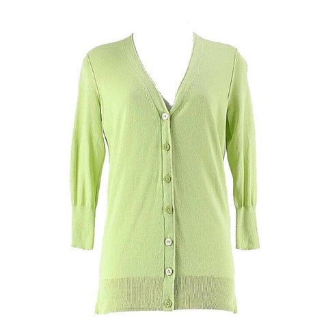 Only Mine NEW $40 Sz S Light Green Vent Hem V Neck Cotton Knit Cardigan