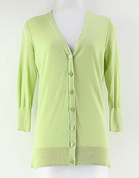 Only Mine NEW $40 Sz S Light Green Vent Hem V Neck Cotton Knit Cardigan