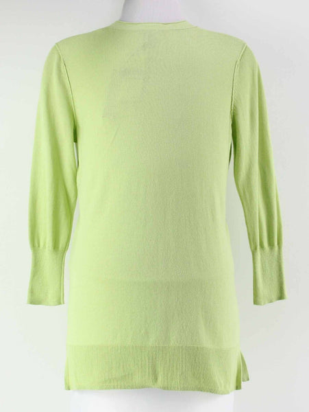 Only Mine NEW $40 Sz S Light Green Vent Hem V Neck Cotton Knit Cardigan