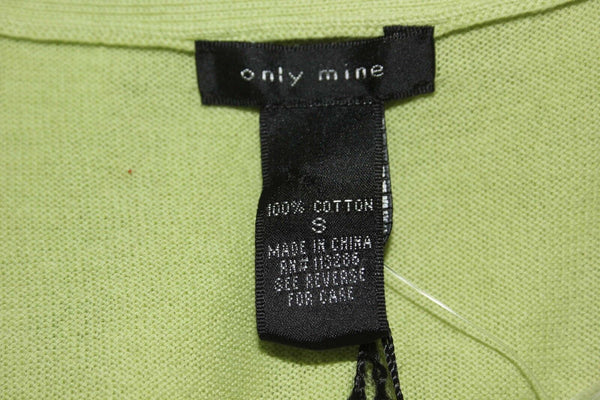 Only Mine NEW $40 Sz S Light Green Vent Hem V Neck Cotton Knit Cardigan