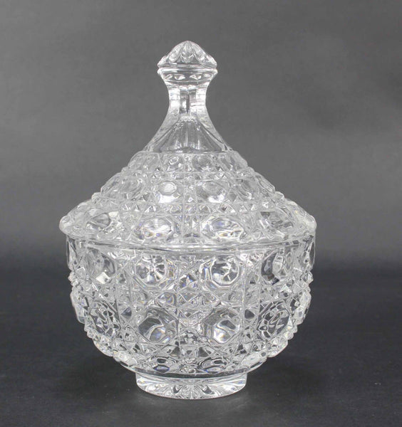Cut Glass 2 Piece Covered Sugar  4" x 6"