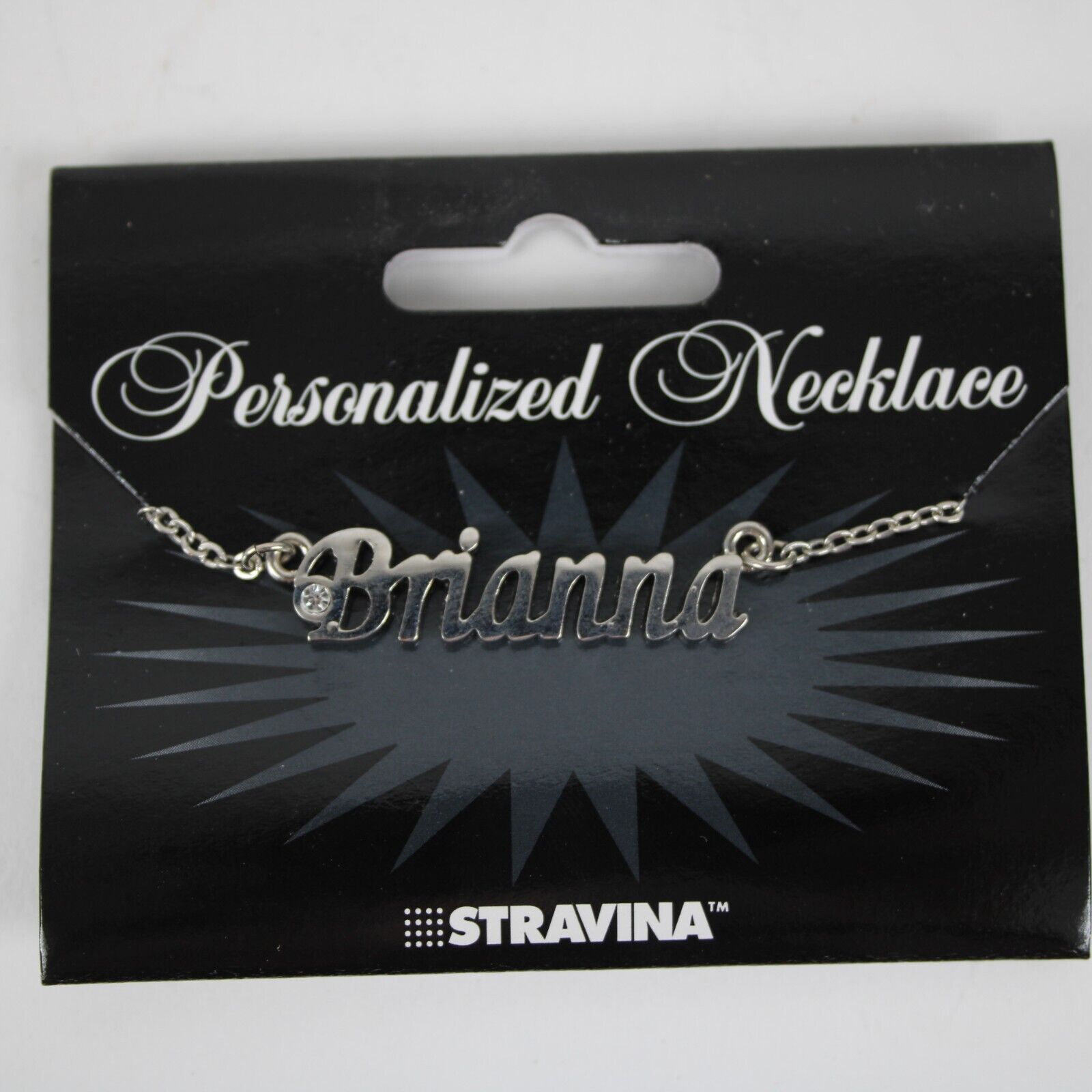 BRIANNA NEW Name Silvertone Rhinestone 14.5" w 4.5" Multi Ring Extender Necklace