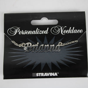 BRIANNA NEW Name Silvertone Rhinestone 14.5" w 4.5" Multi Ring Extender Necklace