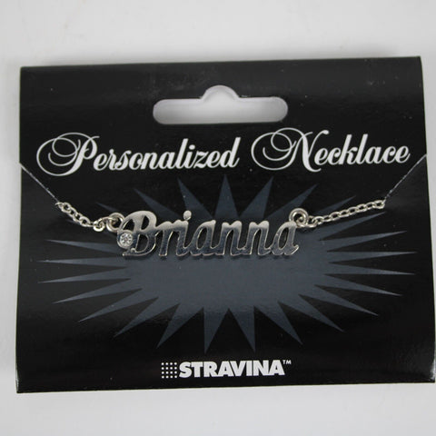 BRIANNA NEW Name Silvertone Rhinestone 14.5" w 4.5" Multi Ring Extender Necklace