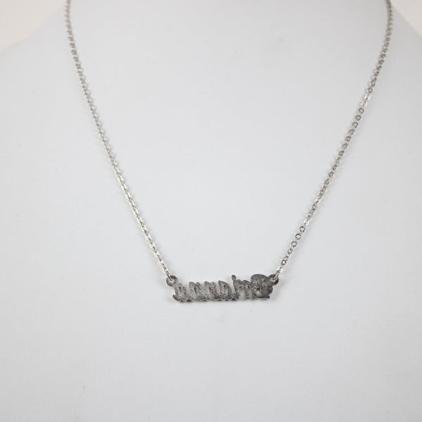 BRIANNA NEW Name Silvertone Rhinestone 14.5" w 4.5" Multi Ring Extender Necklace
