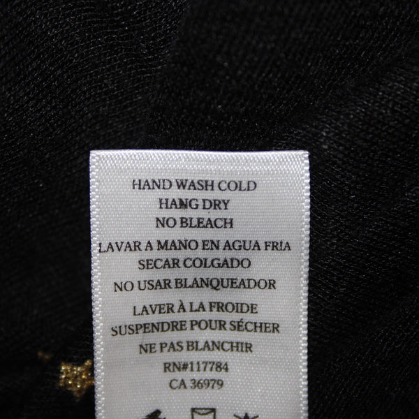 Rails Sz S Black Gold Stars V Neck Sheer Long Sleeve Linen Lyocell Tencel Top