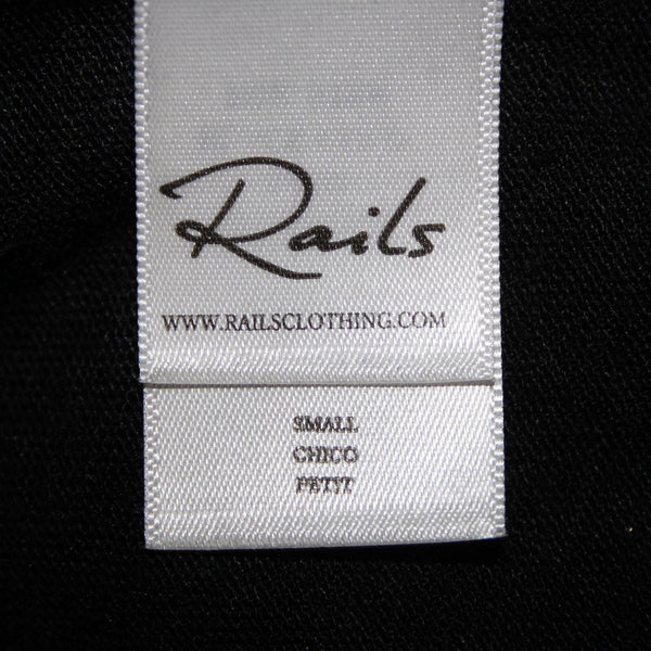 Rails Sz S Black Gold Stars V Neck Sheer Long Sleeve Linen Lyocell Tencel Top