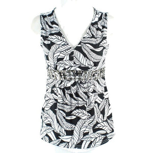 Attention NEW $20 Sz XS Black White Smokey Rhinestones Polyester Spandex Top