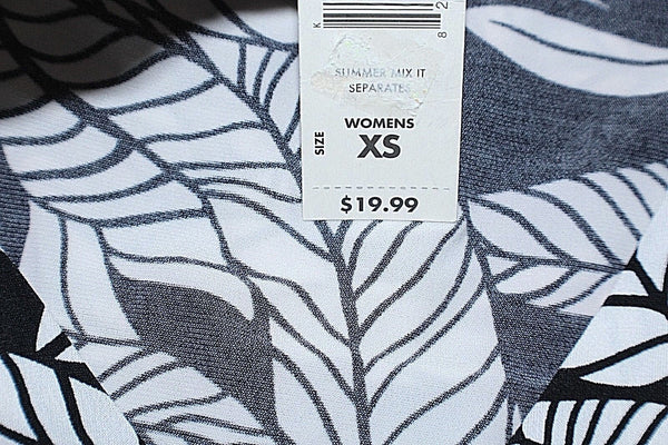 Attention NEW $20 Sz XS Black White Smokey Rhinestones Polyester Spandex Top