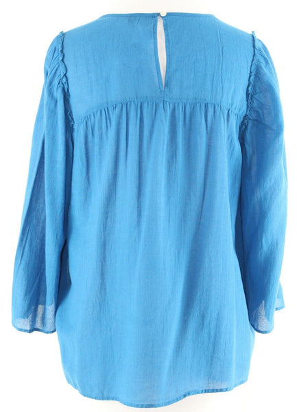 LOFT NEW $65 Sz S Blue Beaded Embroidered Rayon Cotton Blend Top