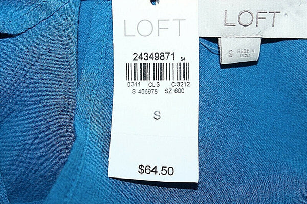 LOFT NEW $65 Sz S Blue Beaded Embroidered Rayon Cotton Blend Top