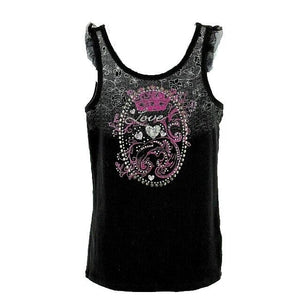 Justice 10 Black Pink Silver Studs Glitter Cotton Spandex Nylon Girls Top