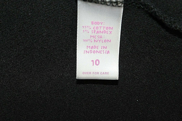 Justice 10 Black Pink Silver Studs Glitter Cotton Spandex Nylon Girls Top