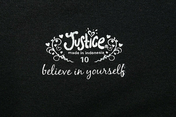 Justice 10 Black Pink Silver Studs Glitter Cotton Spandex Nylon Girls Top