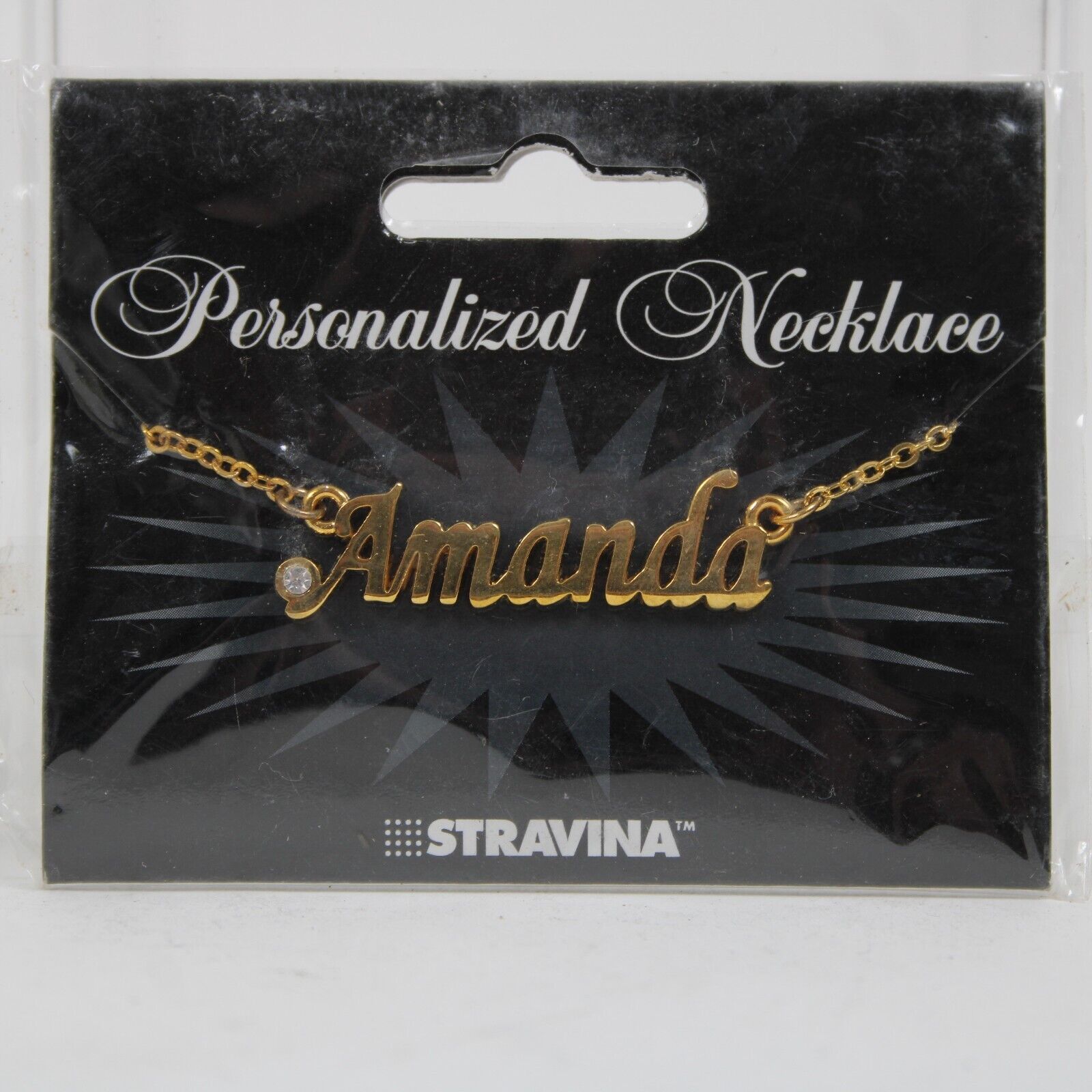AMANDA NEW Name Goldtone Rhinestone Accent 14.5" w 4.5 Multi Ring Ext Necklace 2