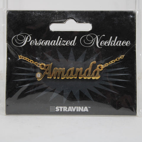 AMANDA NEW Name Goldtone Rhinestone Accent 14.5" w 4.5 Multi Ring Ext Necklace 2
