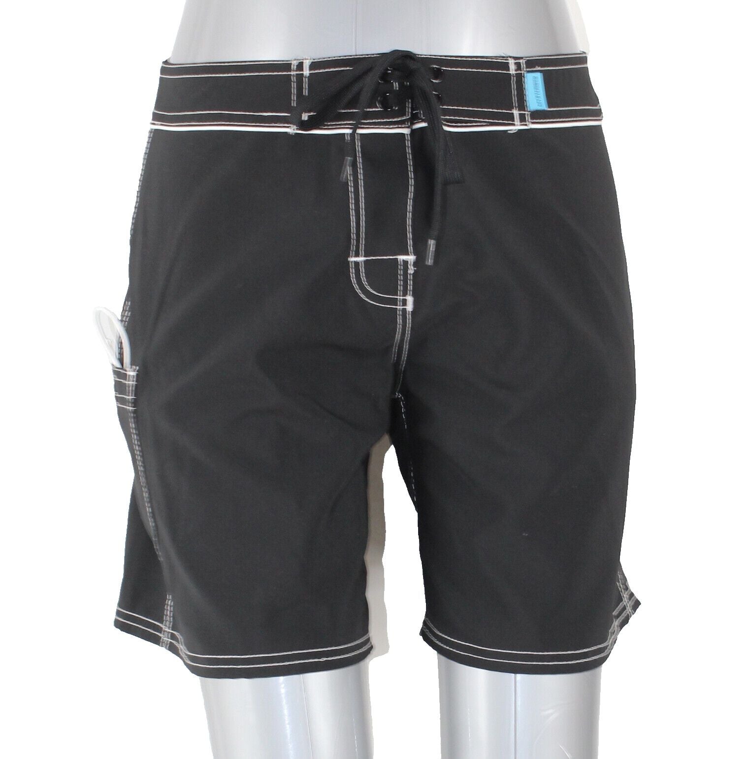 Mysterioso Sz 6 x 7  Black White Tie Pocket 100% Polyester Swim Suit Shorts