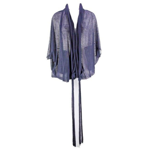 Angel of the North Sz S Navy Sheer Linen Blend Gossamer Thin Boho Jacket